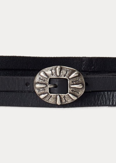 Cinturones Polo Ralph Lauren Mujer Negros - Concho Leather Wrap - KDVGB9564